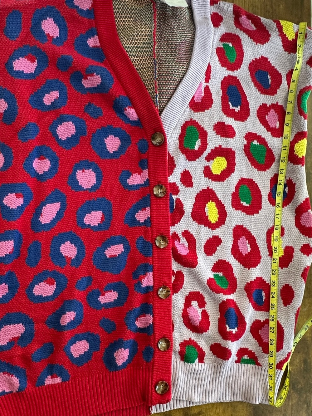 NWT Farm Rio Mixed Leopard Spot Colorblock Knit Cardigan Sweater Size L - Picture 3 of 4